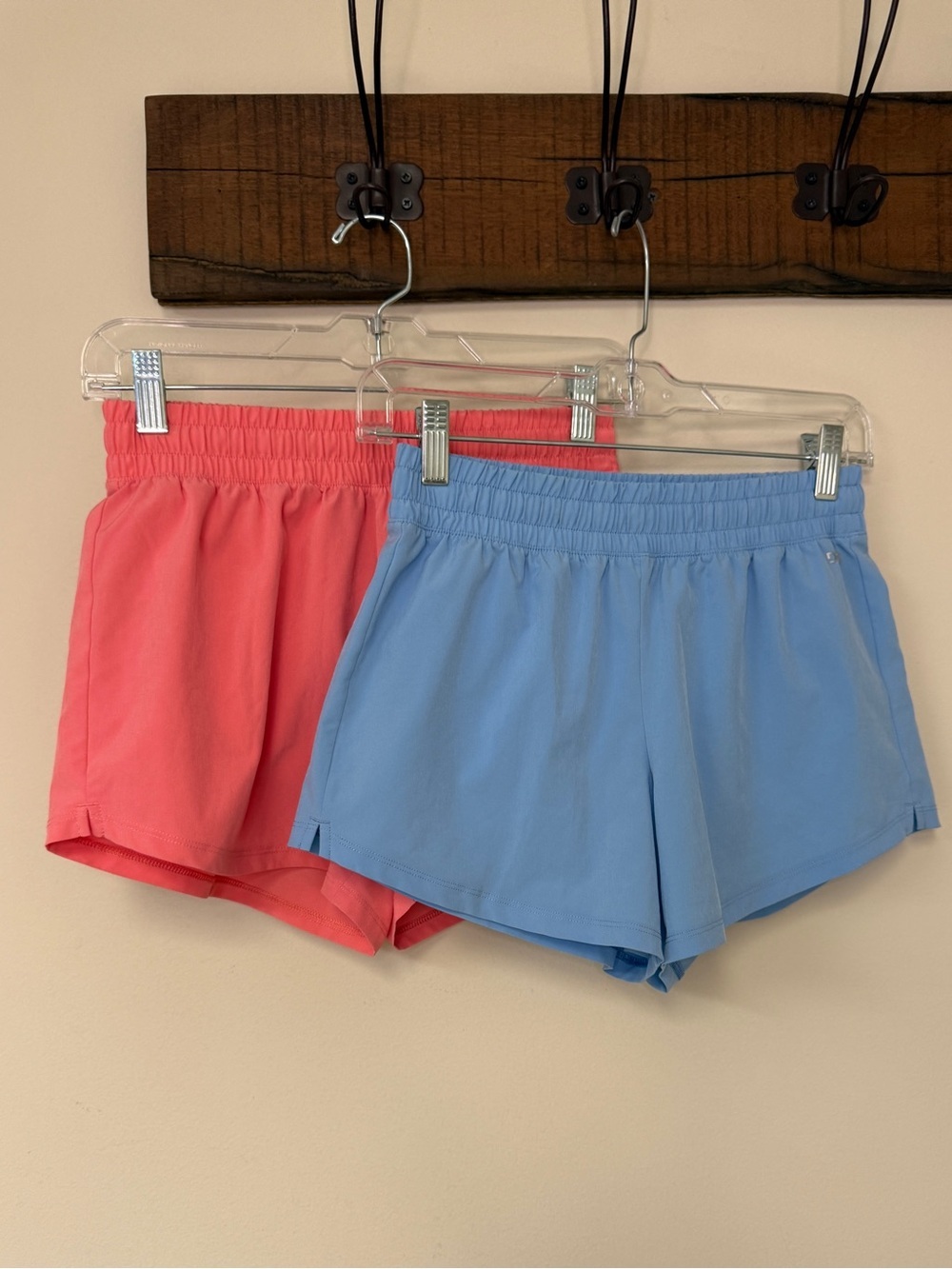 DSG: (2) Pair of Girls Athletic Shorts, Blue & Coral (Pink), Size L (14)